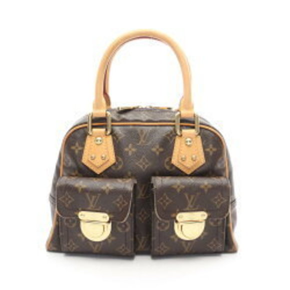 Louis Vuitton Manhattan Monogram Handbag Bag Leather Brown - Picture 1 of 8